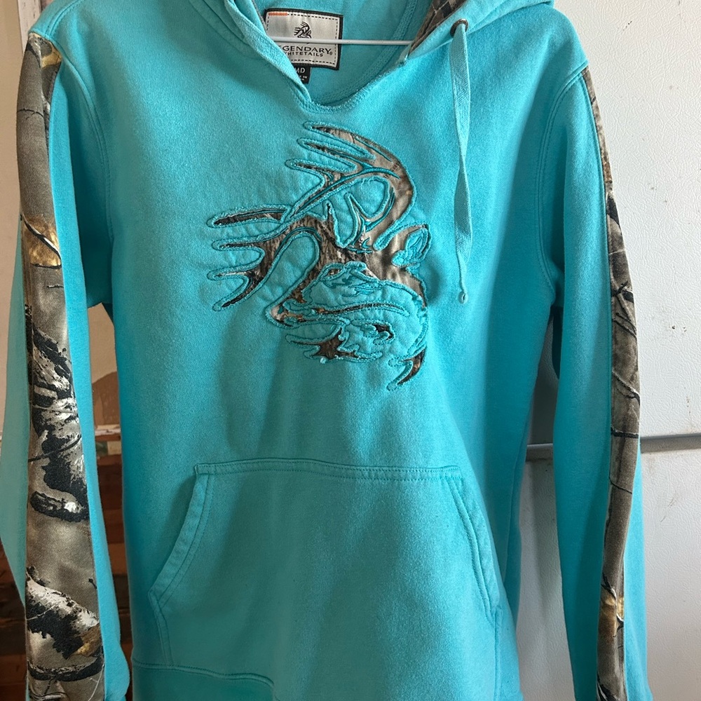 Legendary Whitetails Turquoise Hoodie with Camouflage Accents